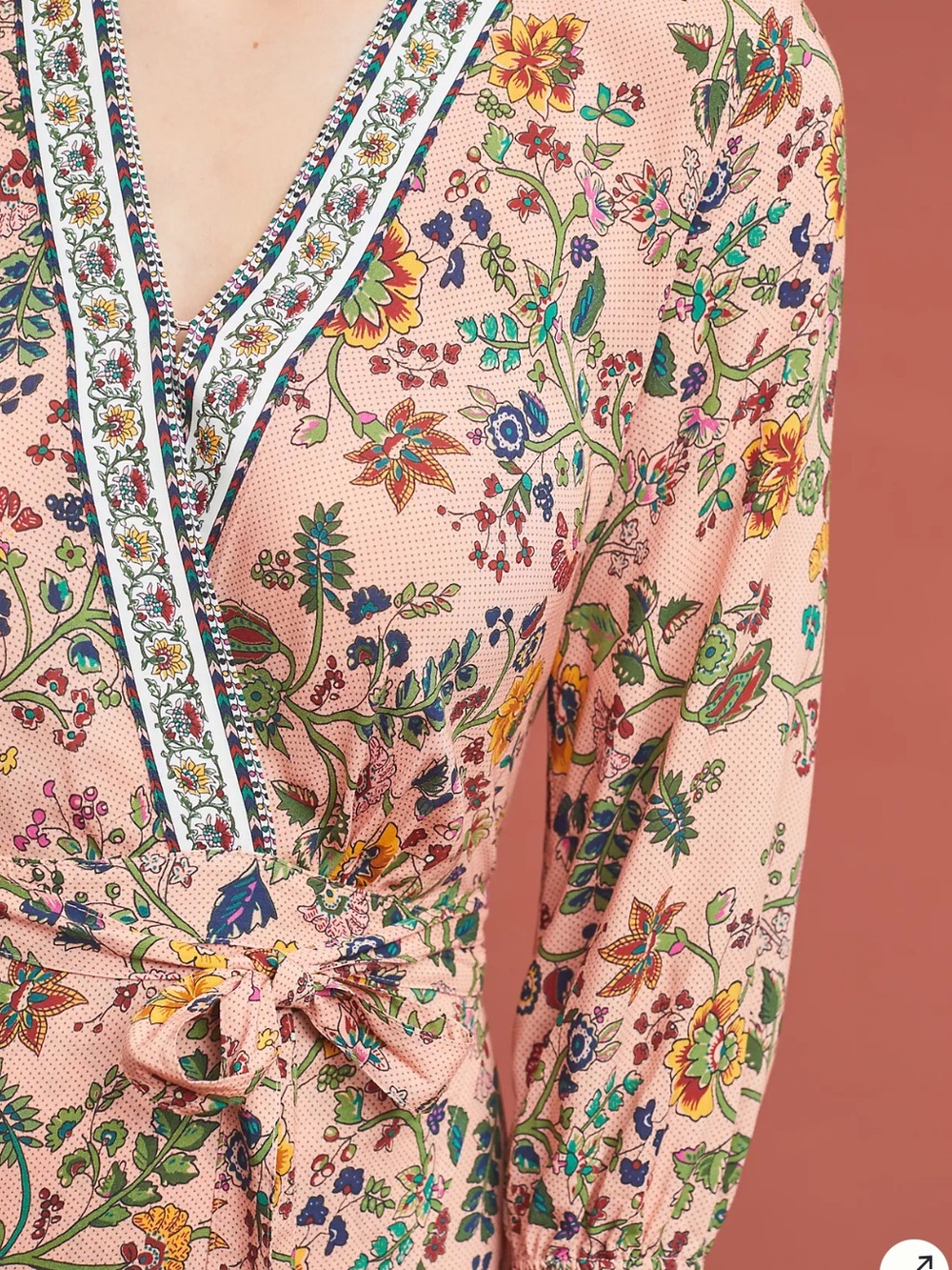 FARM Rio Pink Floral Clara Wrap Maxi Dress with Trim - Picture 6 of 7